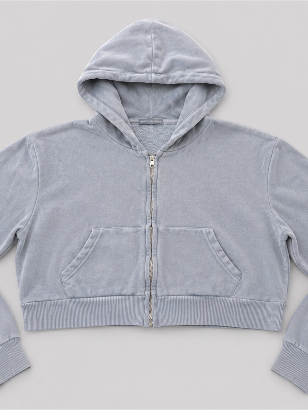 John Galt by Brandy Melville Cropped Zip Hoodie Women's XS/S Blue Gray - Picture 2 of 12
